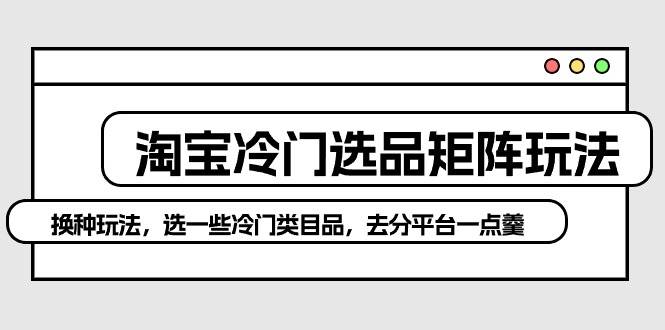 淘宝冷门选品矩阵玩法：换种玩法，选一些冷门类目品，去分平台一点羹-六道网创