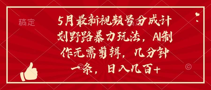 5月最新视频号分成计划野路暴力玩法，ai制作，无需剪辑。几分钟一条，…-六道网创