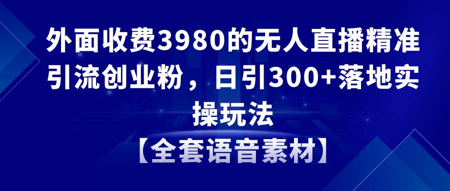 无人直播精准引流创业粉，日引300+落地实操玩法【全套语音素材】-六道网创