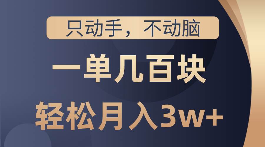 只动手不动脑，一单几百块，轻松月入3w+，看完就能直接操作，详细教程-六道网创