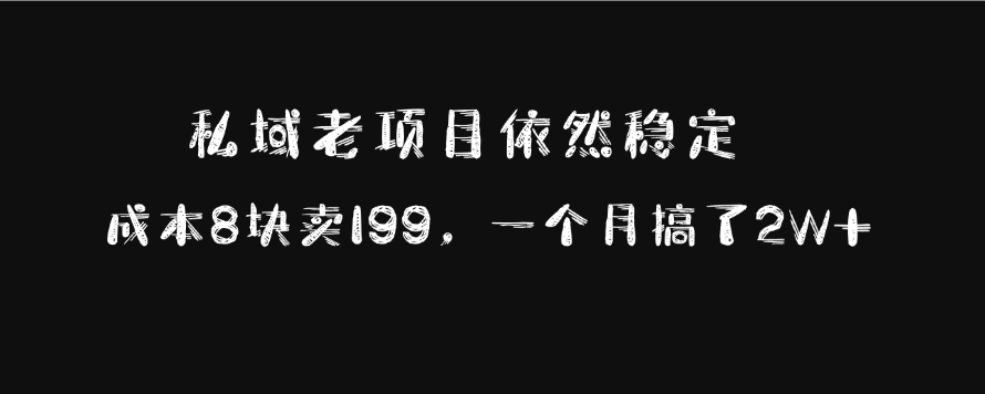 私域老项目依然稳定，成本8块卖199，一个月搞了2W+-六道网创