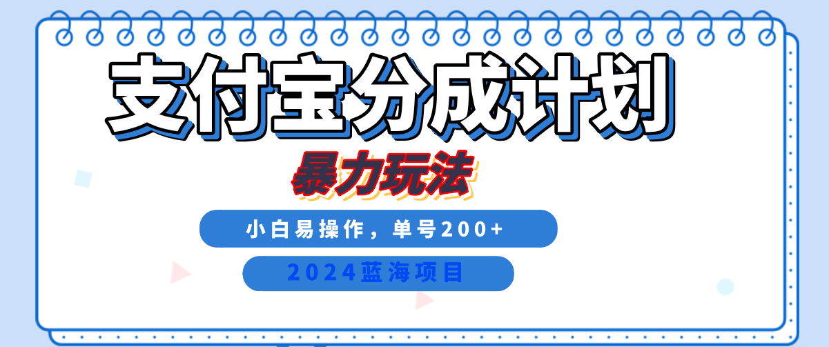 2024最新冷门项目，支付宝视频分成计划，直接粗暴搬运，日入2000+，有手就行！-六道网创