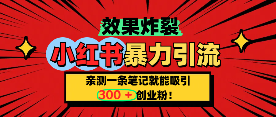 小红书炸裂玩法，亲测一条笔记就能吸引300+精准创业粉！-六道网创