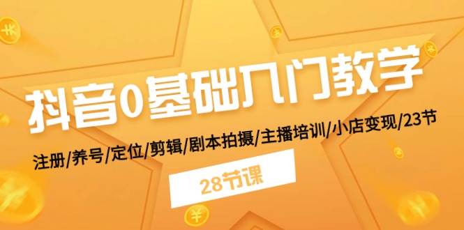 抖音0基础入门教学 注册/养号/定位/剪辑/剧本拍摄/主播培训/小店变现/28节-六道网创