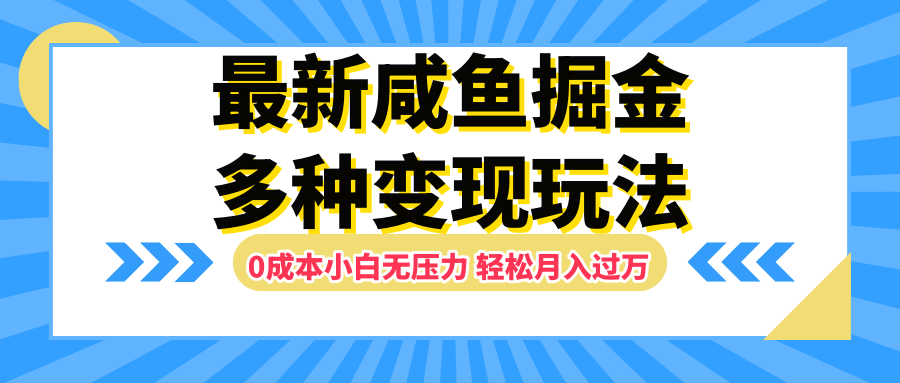 最新咸鱼掘金玩法，更新玩法，0成本小白无压力，多种变现轻松月入过万-六道网创