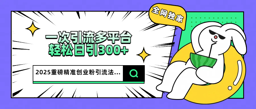 2025重磅全网独家引流法，一次多平台，轻松日引300+精准创业粉-六道网创