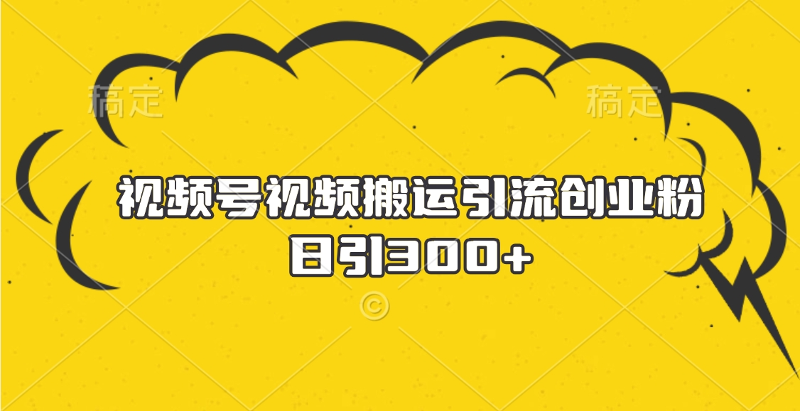 视频号视频搬运引流创业粉，日引300+-六道网创