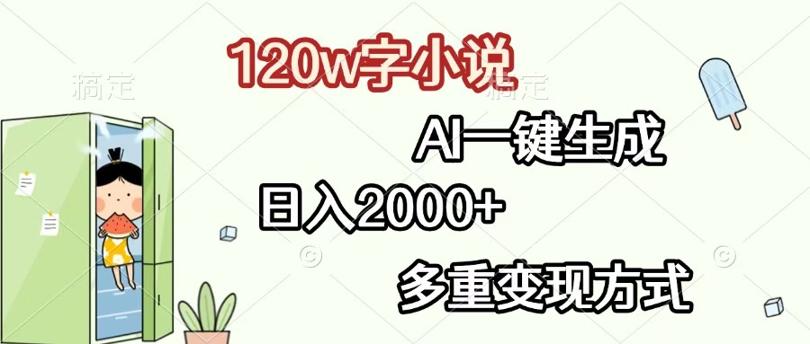 120w字小说，AI一键生成，日入2000+，多重变现方式-六道网创