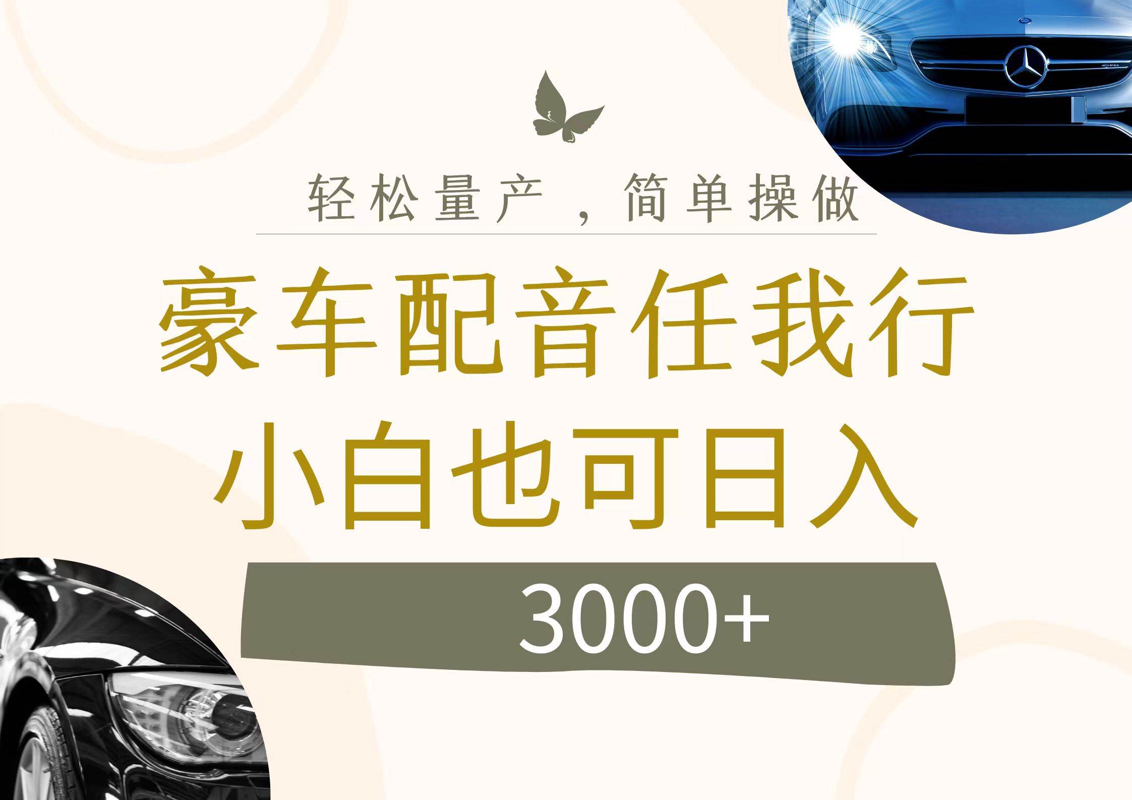 不为人知的暴力小项目，豪车配音，日入3000+-六道网创