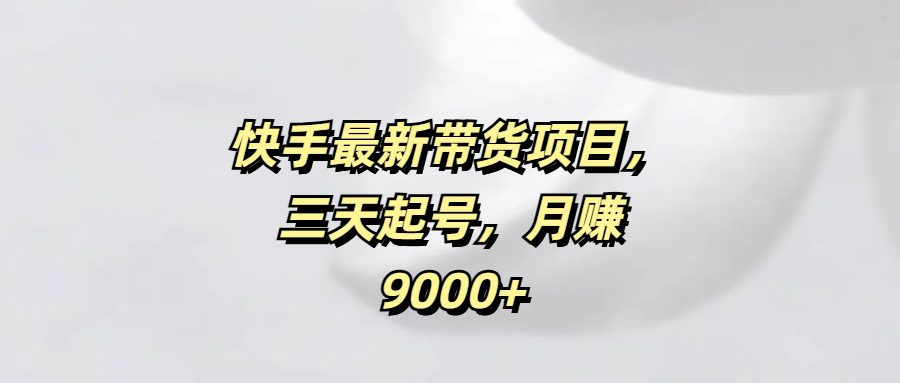 快手最新带货项目，三天起号，月赚9000+-六道网创