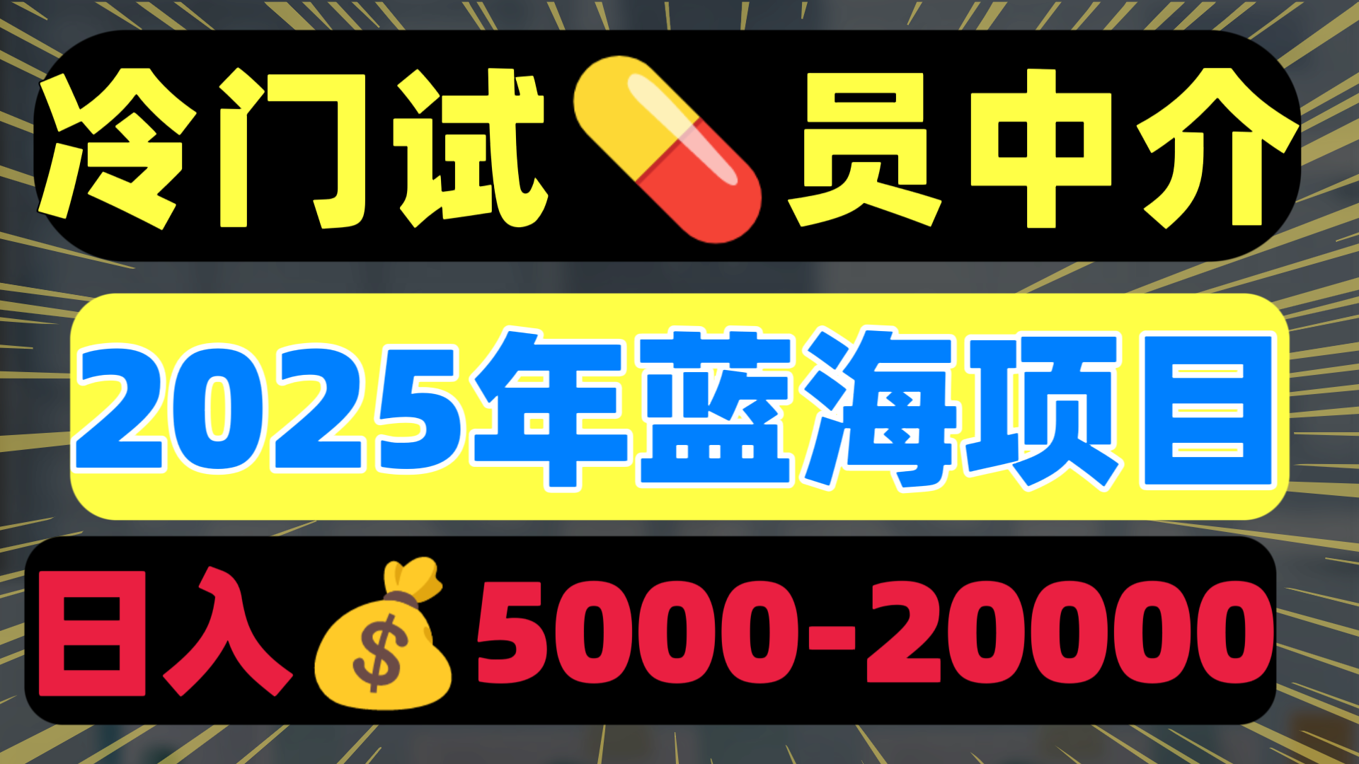 冷门暴力试药员中介日入5000+-六道网创