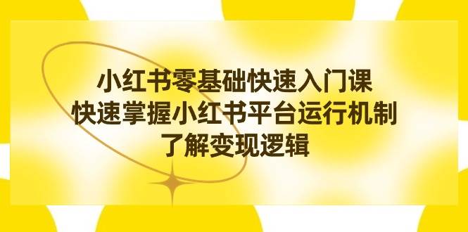 小红书0基础快速入门课，快速掌握小红书平台运行机制，了解变现逻辑-六道网创
