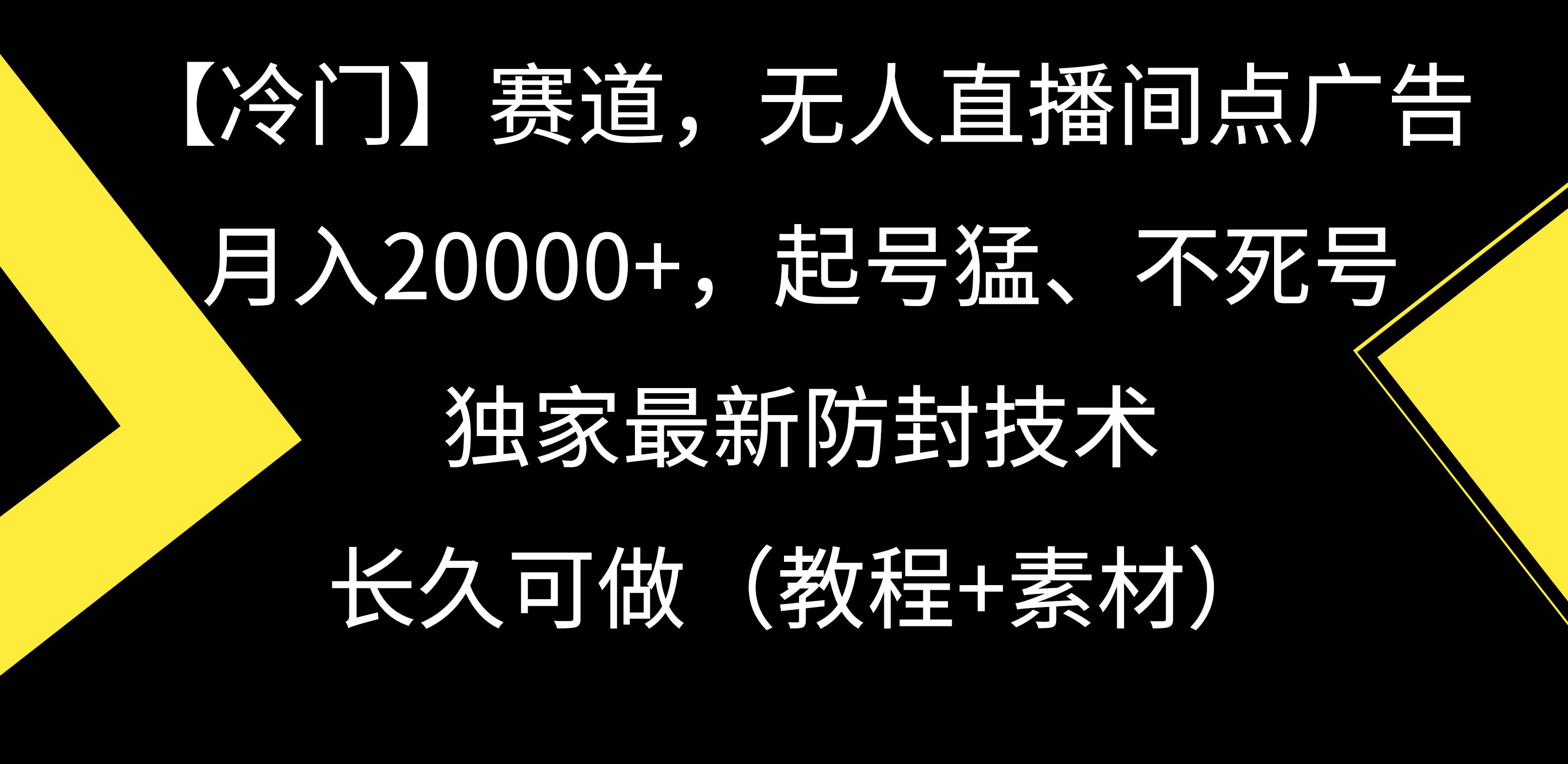 【冷门】赛道，无人直播间点广告，月入20000+，起号猛、不死号，独家最…-六道网创