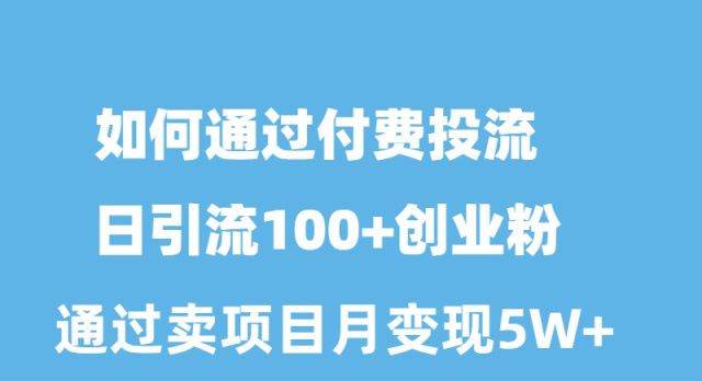 如何通过付费投流日引流100+创业粉月变现5W+-六道网创