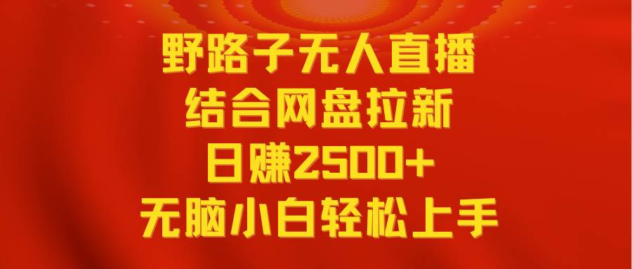 无人直播野路子结合网盘拉新，日赚2500+多平台变现，小白无脑轻松上手操作-六道网创