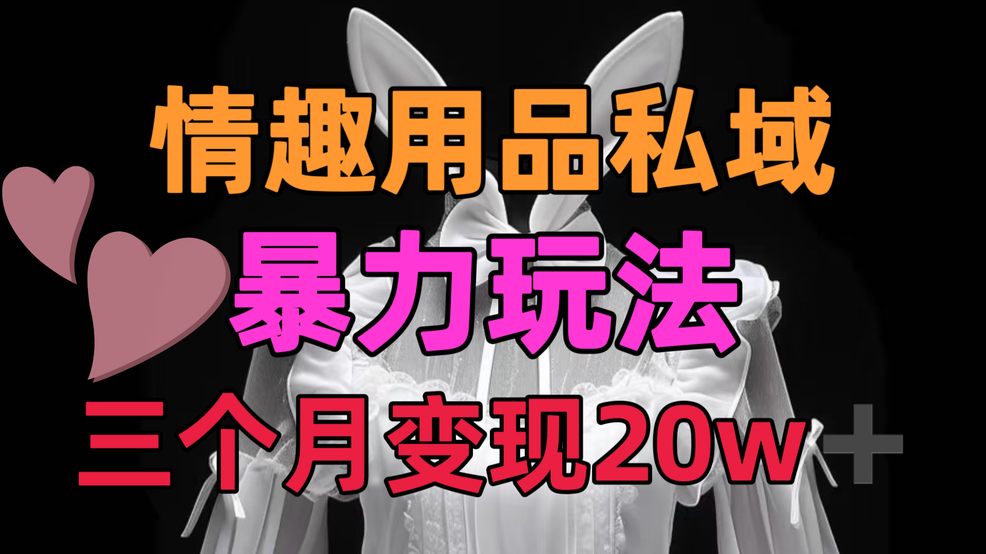 情趣用品私域，25年最新暴力玩法，三个月变现20w➕-六道网创