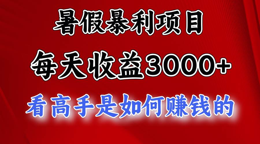 暑假暴利项目，每天收益3000+ 努努力能达到5000+，暑假大流量来了-六道网创