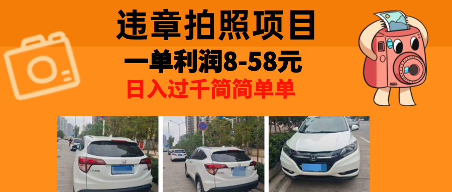 最强副业违章拍照，一单利润8-58元，全国大小城市都可做-六道网创