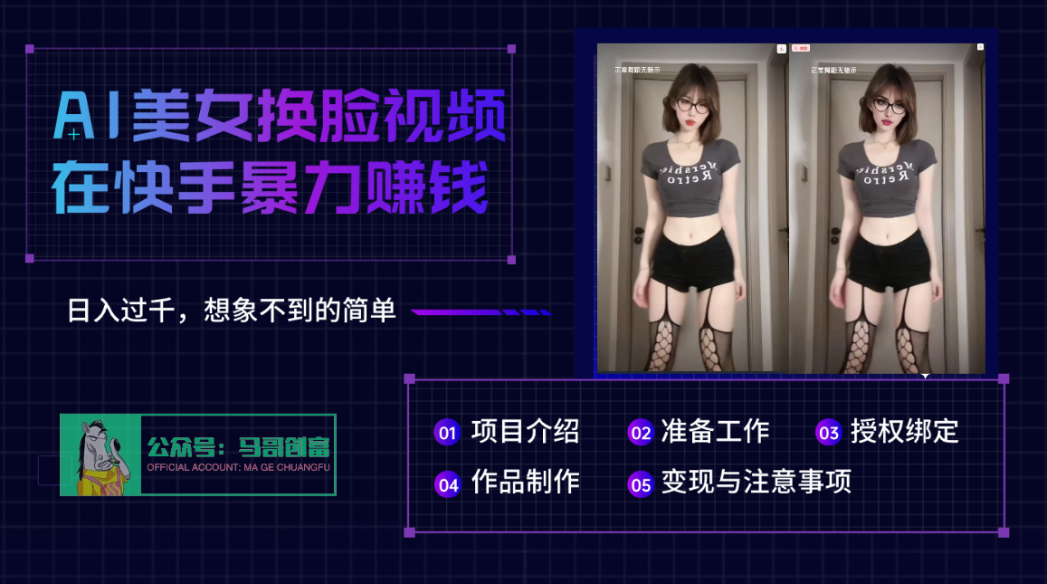 AI批量生成美女换脸视频，结合抖音快手暴利赚钱，通过此方法拉新日入过千-六道网创