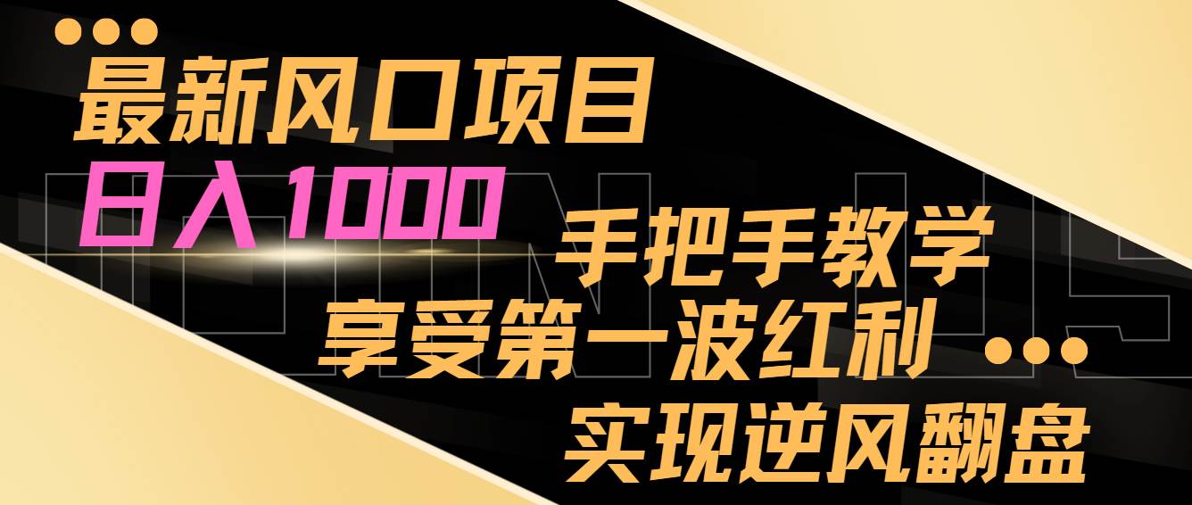 最新风口项目，日入过千，抓住当下风口，享受第一波红利，实现逆风翻盘-六道网创