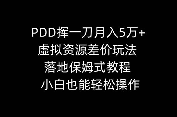PDD挥一刀月入5万+，虚拟资源差价玩法，落地保姆式教程，小白也能轻松操作-六道网创