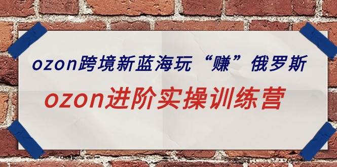 ozon跨境新蓝海玩“赚”俄罗斯，ozon进阶实操训练营-六道网创