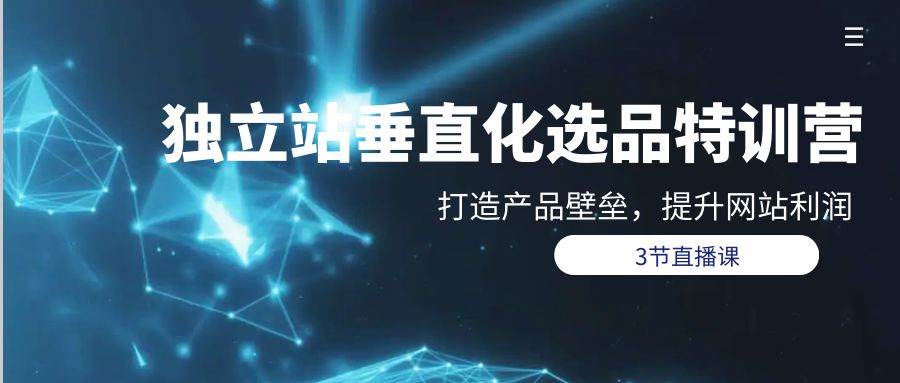 独立站-垂直化选品训练营，打造产品壁垒，提升网站利润（3节直播课）-六道网创