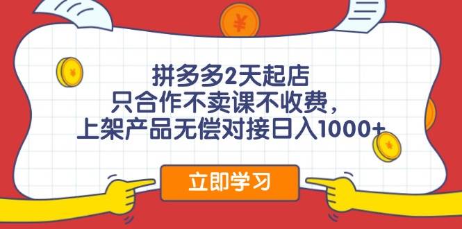 拼多多2天起店，只合作不卖课不收费，上架产品无偿对接日入1000+-六道网创