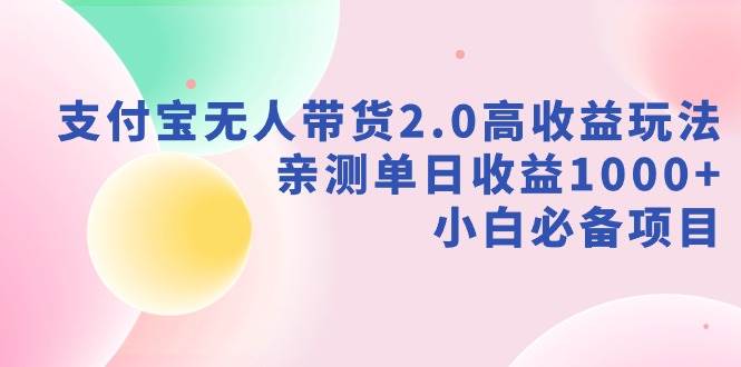支付宝无人带货2.0高收益玩法，亲测单日收益1000+，小白必备项目-六道网创