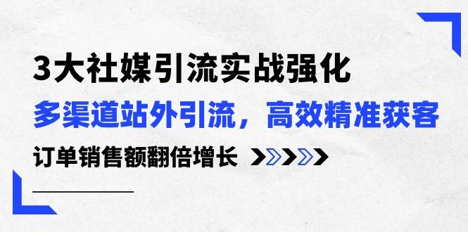 3大社媒引流实操强化，多渠道站外引流/高效精准获客/订单销售额翻倍增长-六道网创