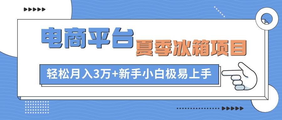 电商平台夏季冰箱项目，轻松月入3万+，新手小白极易上手-六道网创