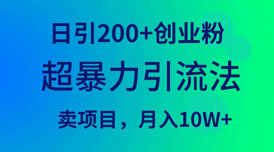 超暴力引流法，日引200+创业粉，卖项目月入10W+-六道网创