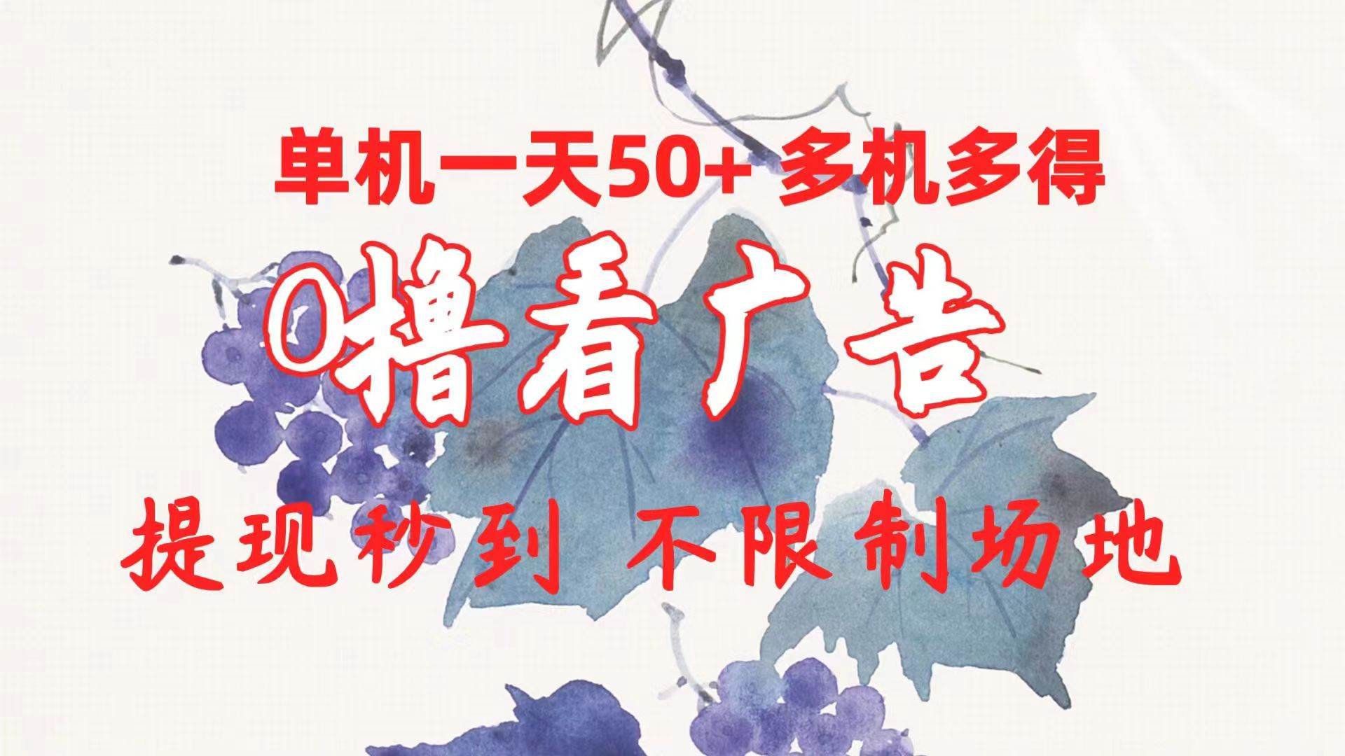 0撸看广告 单机一天50+多机多得 提现秒到 不限制场地操作-六道网创
