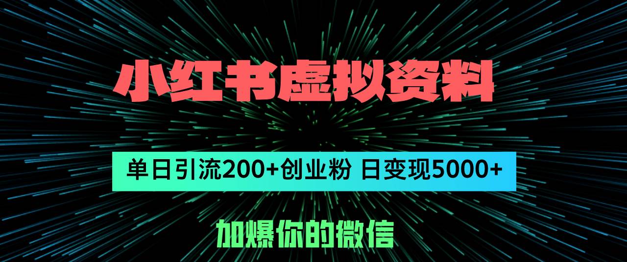 小红书虚拟资料日引流200+创业粉，单日变现5000+-六道网创