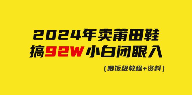 2024年卖莆田鞋，搞了92W，小白闭眼操作！-六道网创