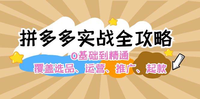 拼多多实战全攻略：0基础到精通，覆盖选品、运营、推广、起款-六道网创