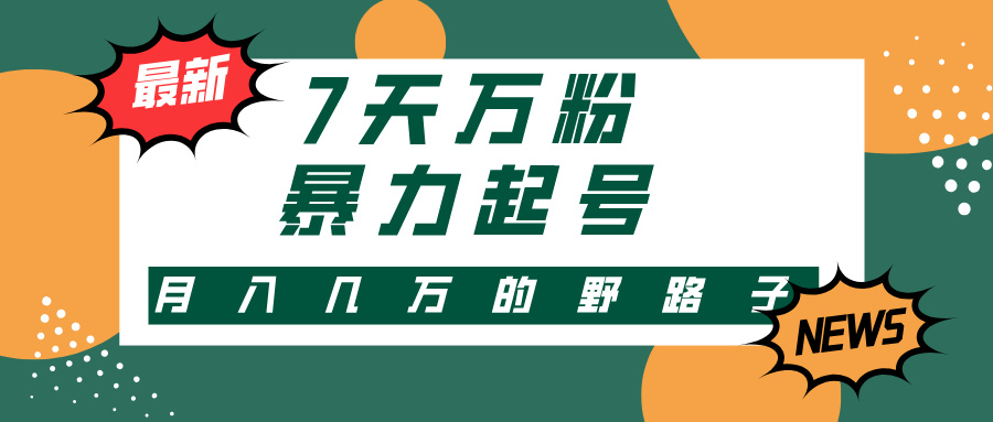 7天万粉，快手暴力起号，多种变现方式，新手小白秒上手，单月变现几万的野路子-六道网创