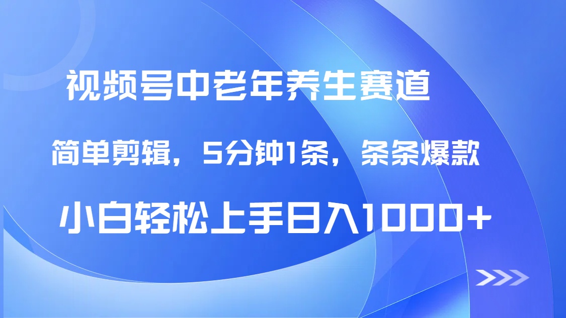 DeepSeek+既梦做视频号中老年养生赛道，条条爆款5分钟1条，轻松日入1000+-六道网创