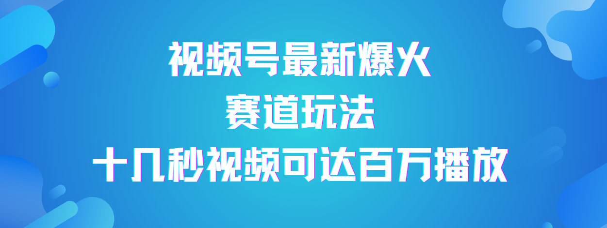视频号最新爆火赛道玩法，流量巨大，视频制作简单，轻松月入数万-六道网创