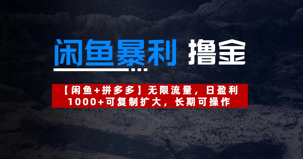 【闲鱼暴利撸金】无限流量，日盈利1000+可复制扩大，长期可操作-六道网创