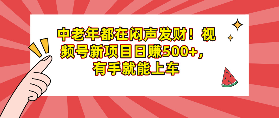 中老年都在闷声发财！视频号新项目日赚500+，有手就能上车-六道网创