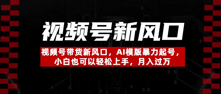 视频号带货新风口，AI模版暴力起号，小白也可以轻松上手，月入过万-六道网创