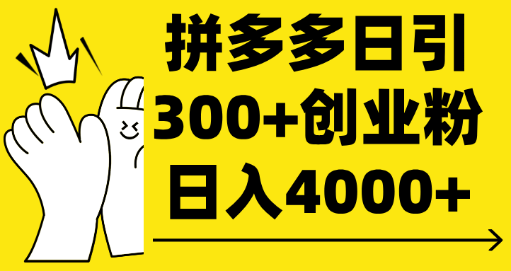 拼多多日引300+创业粉 日入4000+-六道网创