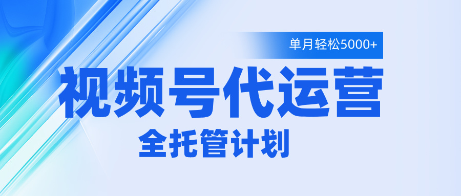 视频号代运营2.0，全程托管招募，单月轻松变现5000+-六道网创