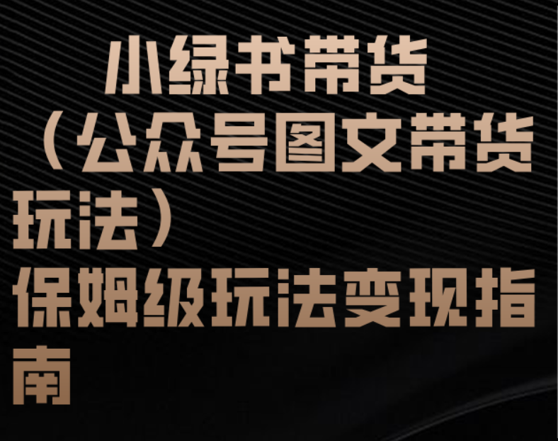 小绿书带货（公众号图文带货玩法）保姆级玩法变现指南-六道网创
