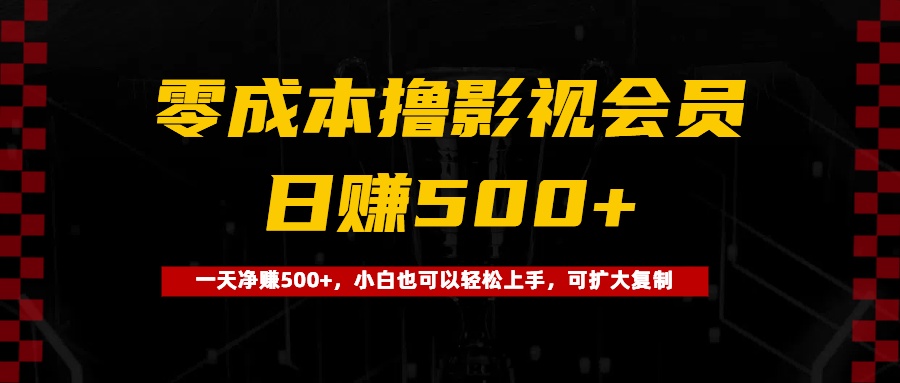 0成本撸影视会员，一天净赚500+，小白也可以轻松上手，可扩大复制-六道网创