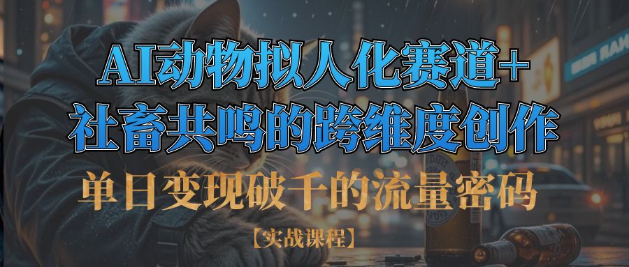 单日变现破千的流量密码,AI动物拟人化赛道+社畜共鸣的跨维度创作-六道网创