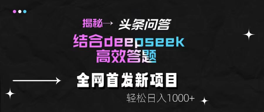 揭秘头条问答新玩法！结合deepseek高效答题，轻松日入1000+-六道网创