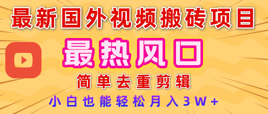 2025最新热门风口，国外视频搬砖项目，简单去重剪辑，小白也能轻松月入3W+-六道网创