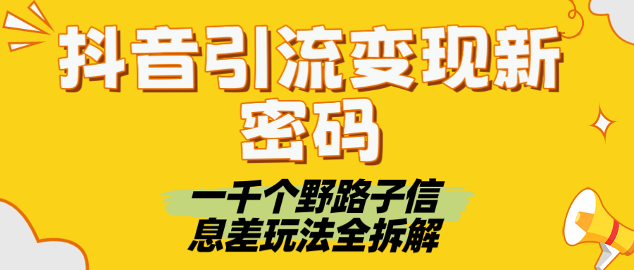 抖音引流变现新密码！一千个野路子信息差玩法全拆解-六道网创